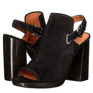 Frye Karissa Suede Mule Women US 8 Black Peep-toe Mules 1585